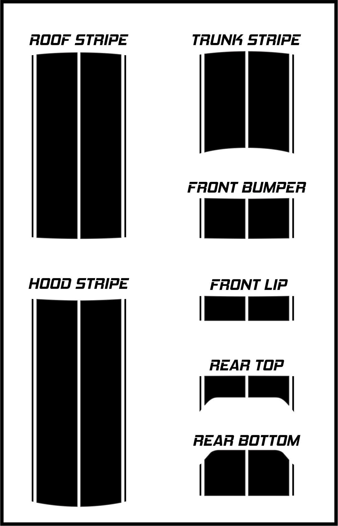 Dual 12" Racing Stripes w/pins Self Healing Vinyl fits Ford Mustang 2015 2023