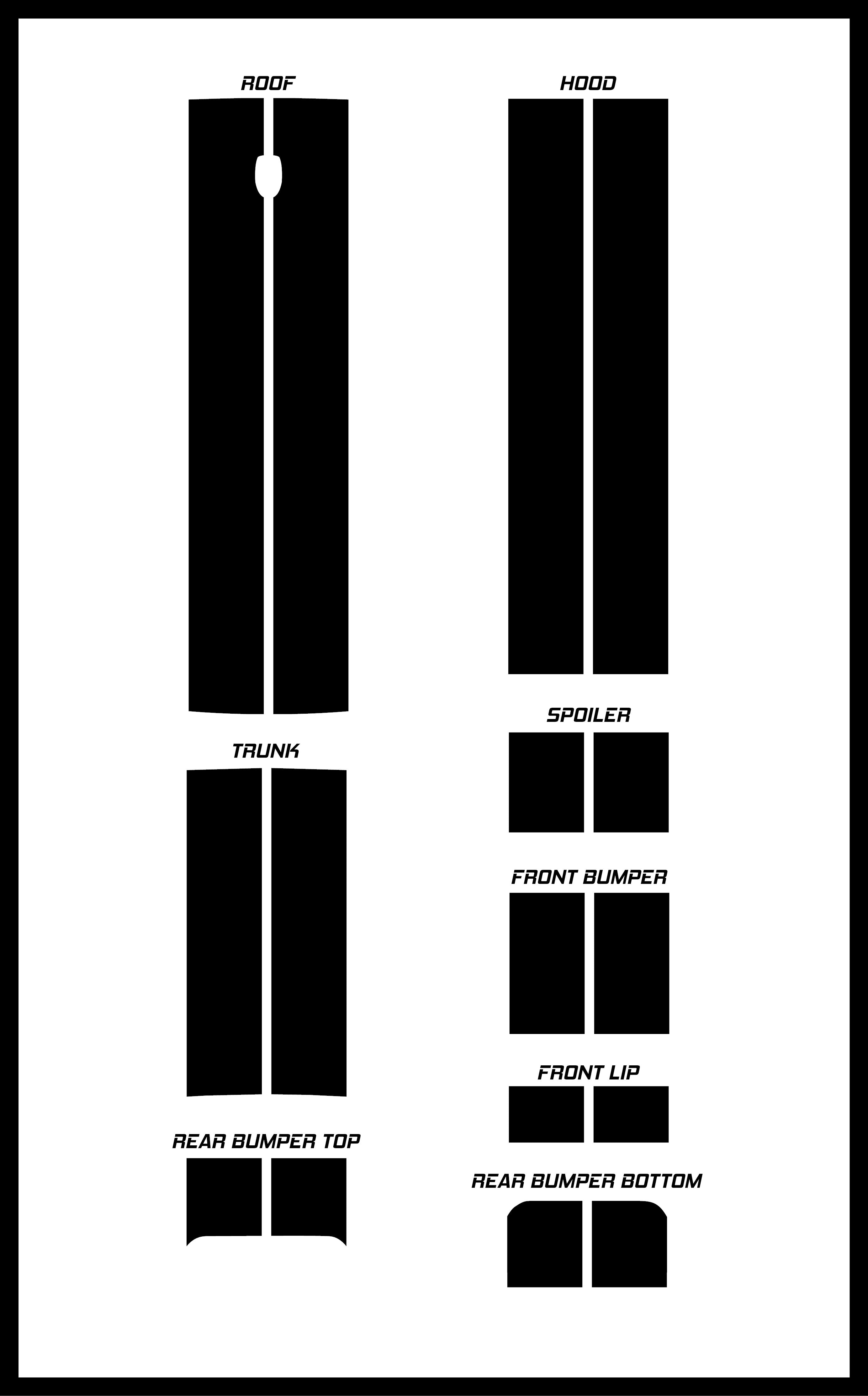 Dual 8" Racing Stripes Self Healing Vinyl fits Dodge Challenger 2008 to 2022