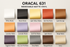 ORACAL 631 matte vinyl color chart shown as 17 labeled vinyl rolls.