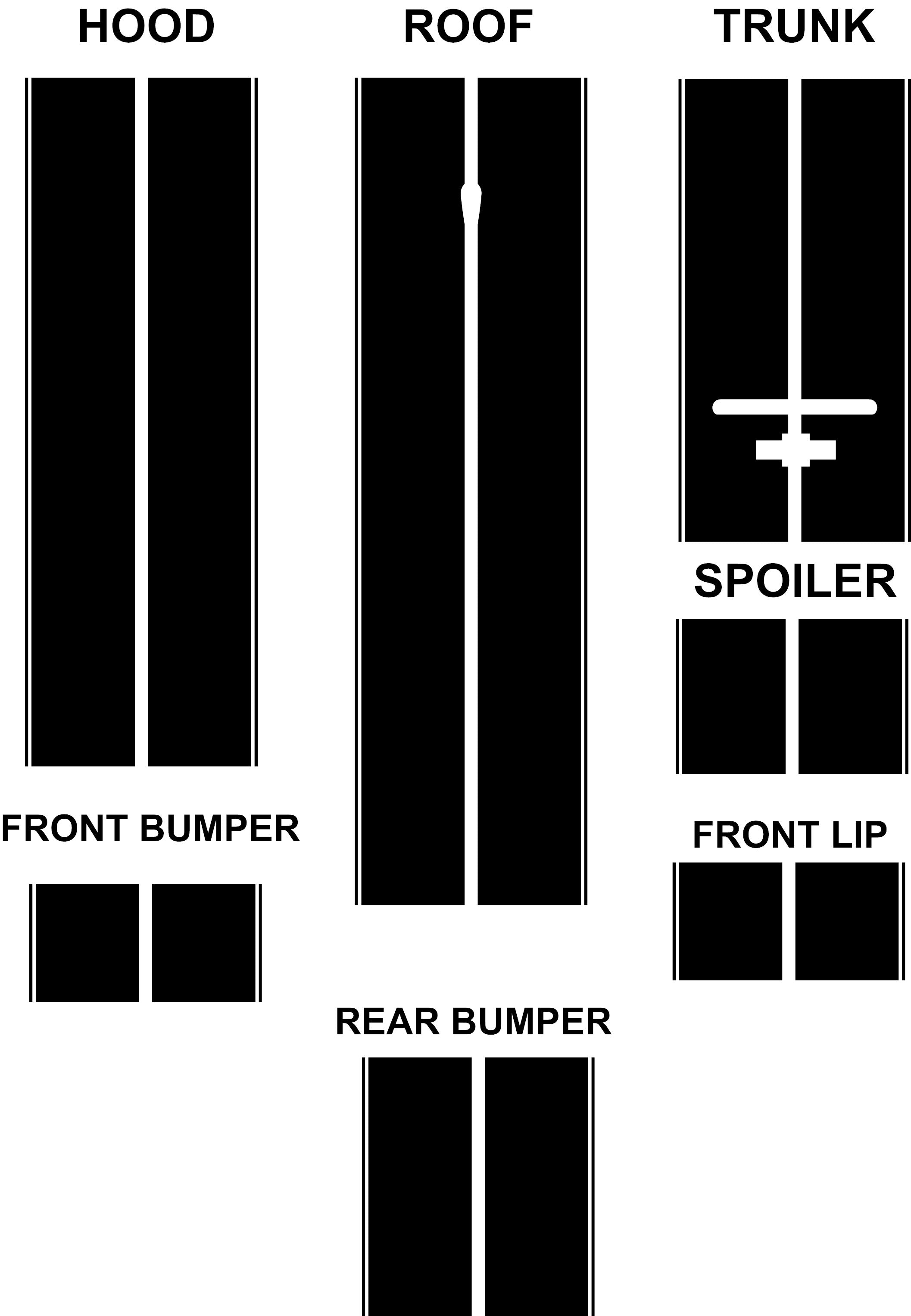 Dual 8" Racing Stripes w/pins NoScoop Self Healing fits Chevy Camaro 2010 - 15