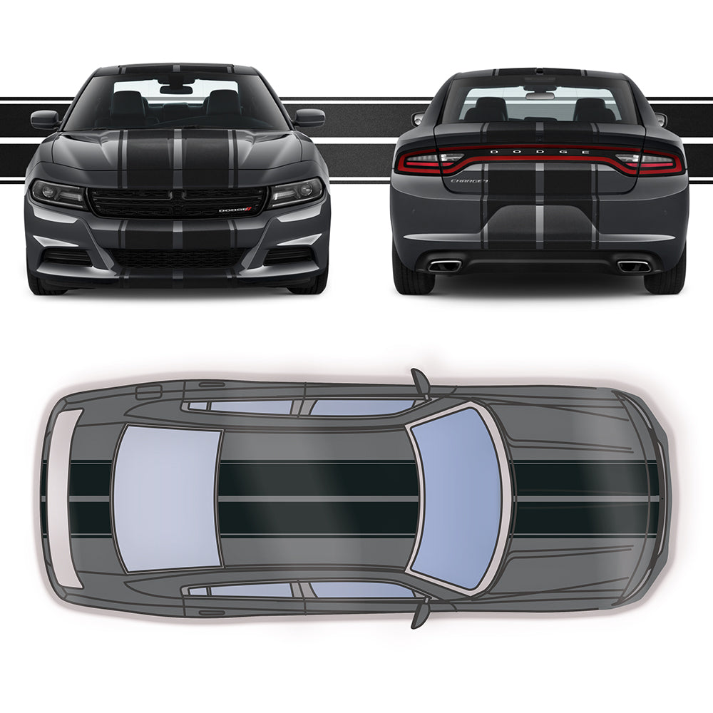 Dual 10" Racing Stripes with Pins Self Healing Vinyl fits Dodge Charger 2011 to 2022