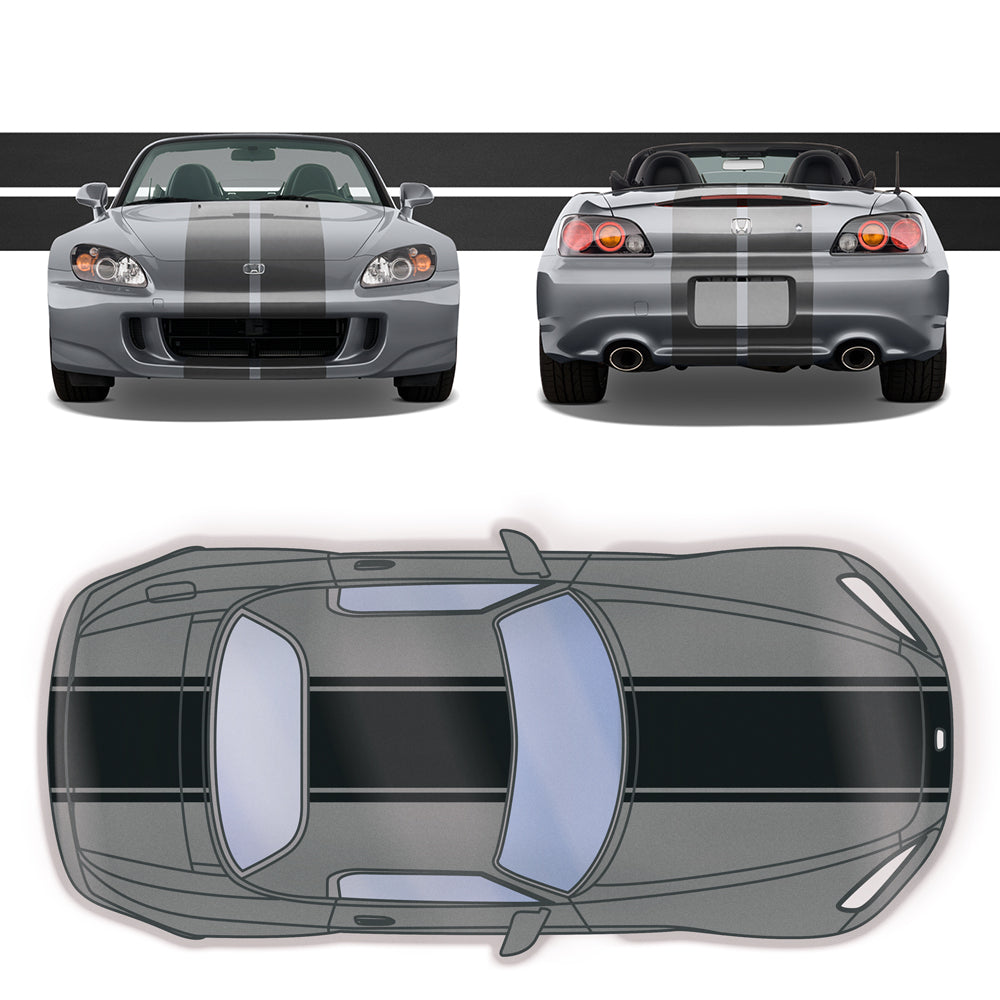 Dual 11" Racing Stripes Self Healing Vinyl fits Honda S2000 2003 to 2009