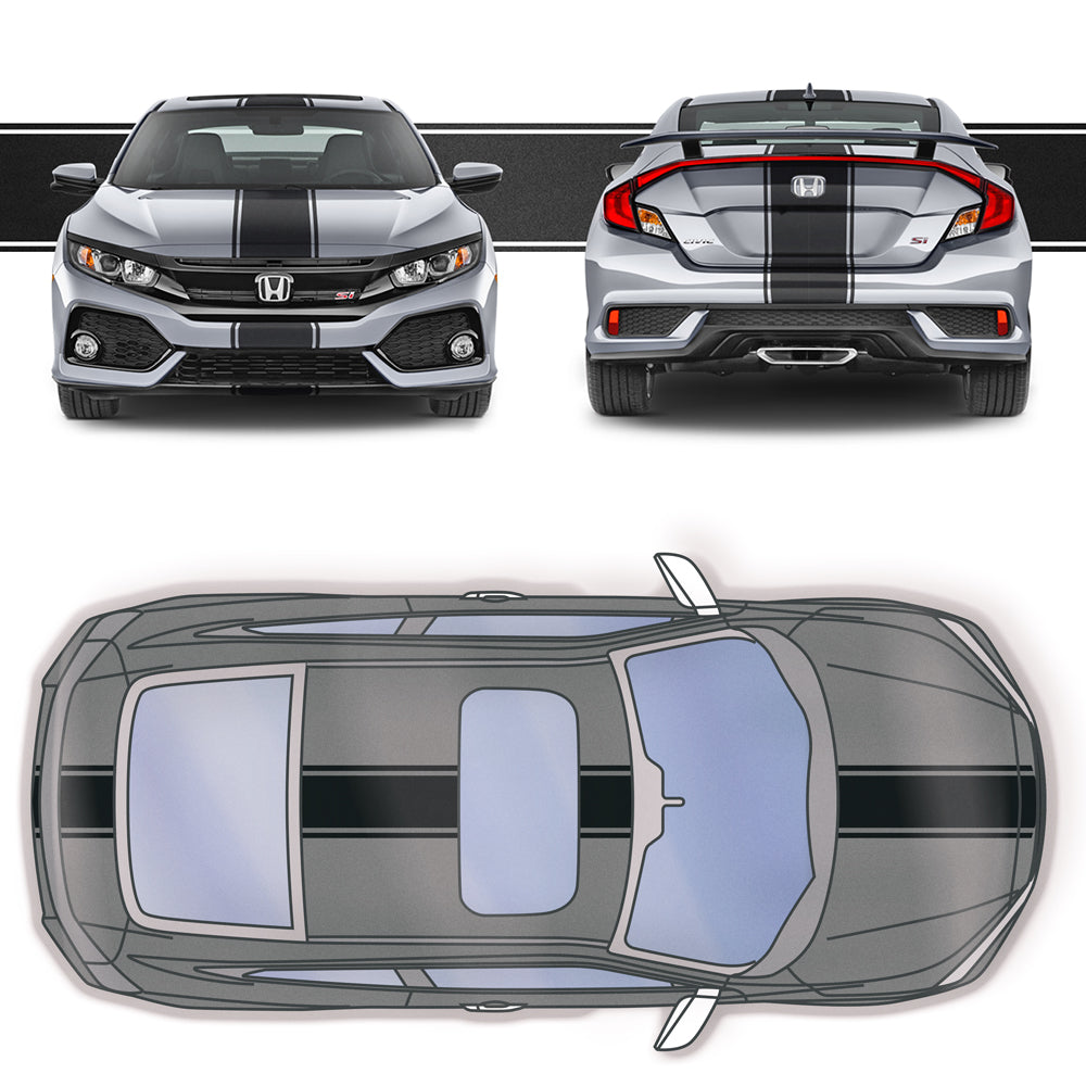 8" Racing Stripe w/pins Self Healing Vinyl fits Honda Civic Si Coupe 2017 - 2019