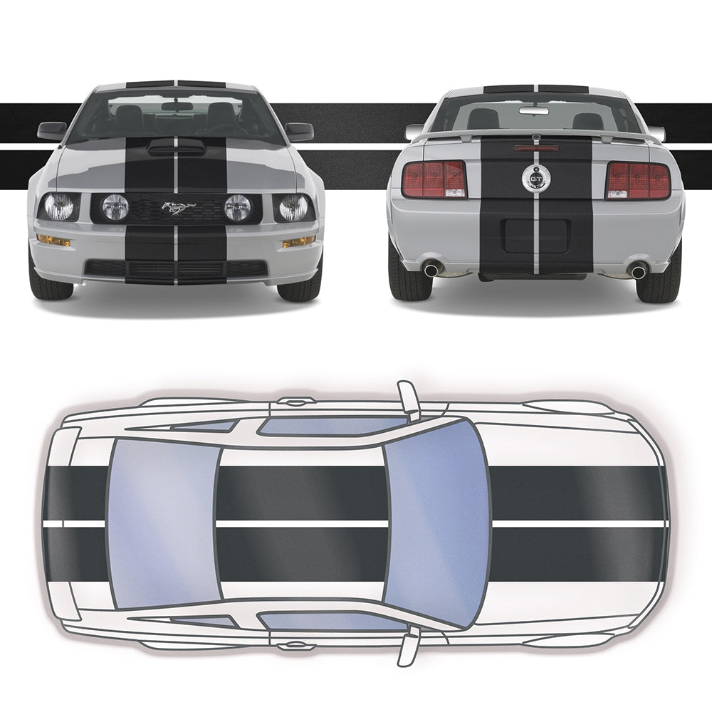Dual 12" Racing Stripes Self Healing Vinyl fits Ford Mustang 2005 to 2009
