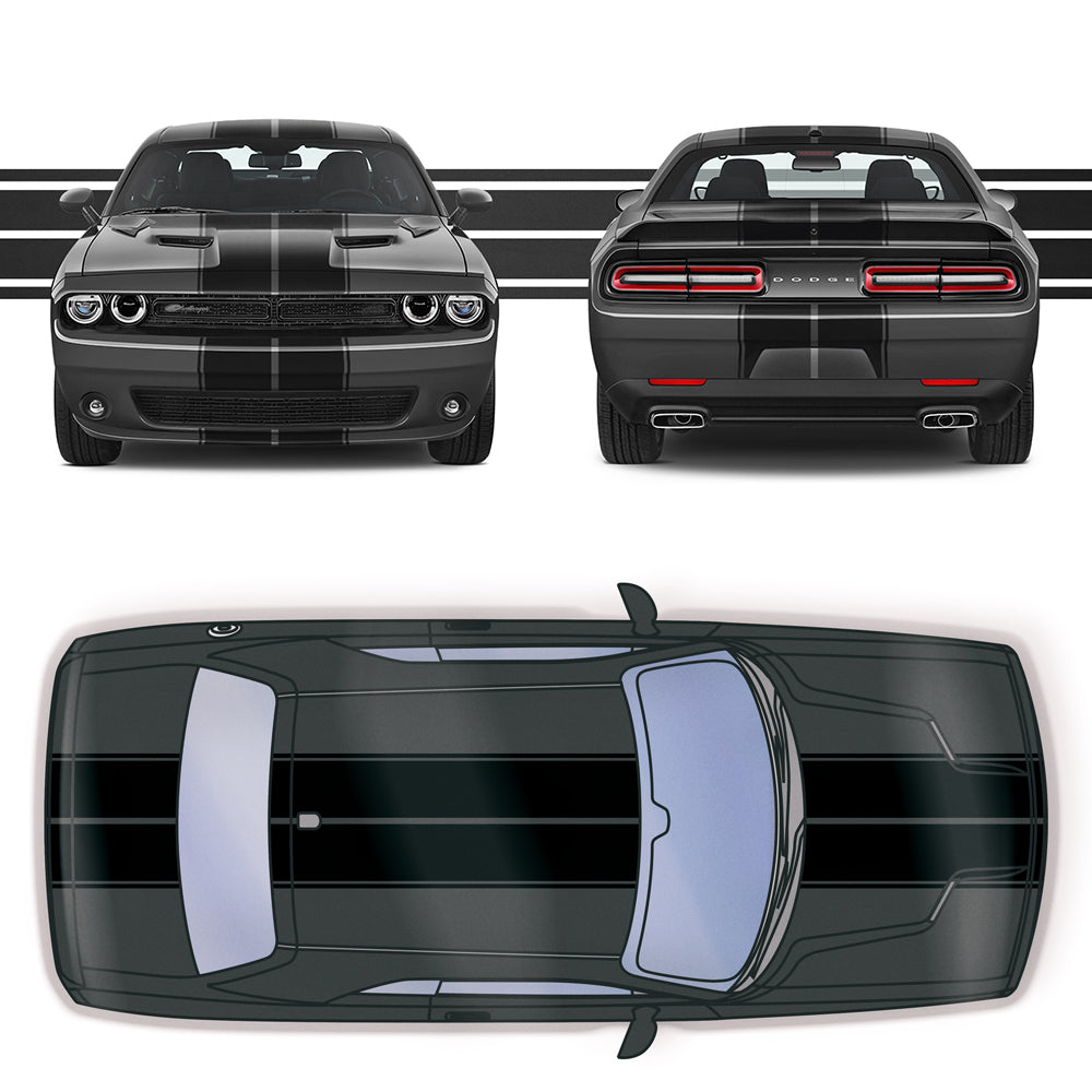 Dual 11" w/pins Racing Stripes Self Healing Vinyl fits Dodge Challenger 08 - 23