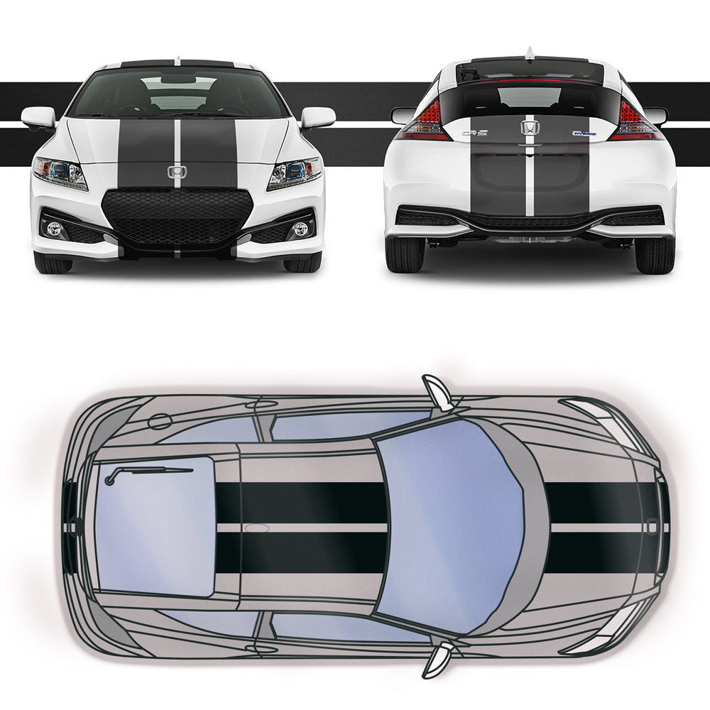Dual 10" Racing Stripes Self Healing Vinyl fits Honda CR-Z 2010 to 2016