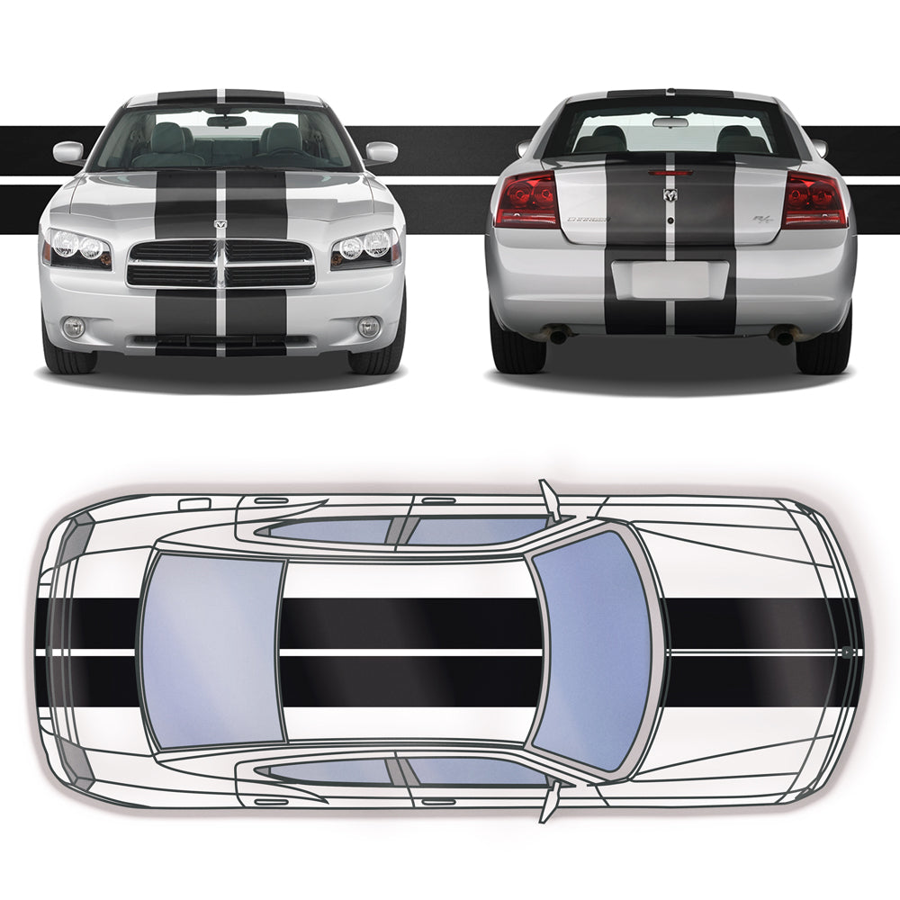 Dual 12" Racing Stripes Self Healing Vinyl fits Dodge Charger 2006 to 2010