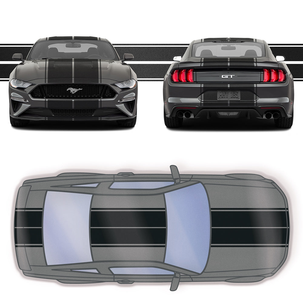 Dual 12" Racing Stripes w/pins Self Healing Vinyl fits Ford Mustang 2015 2023