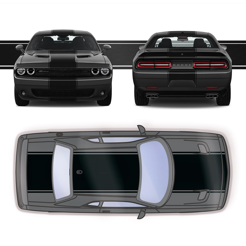 18" Racing Stripes w/pins Self Healing Vinyl fits Dodge Challenger 2008 to 2022