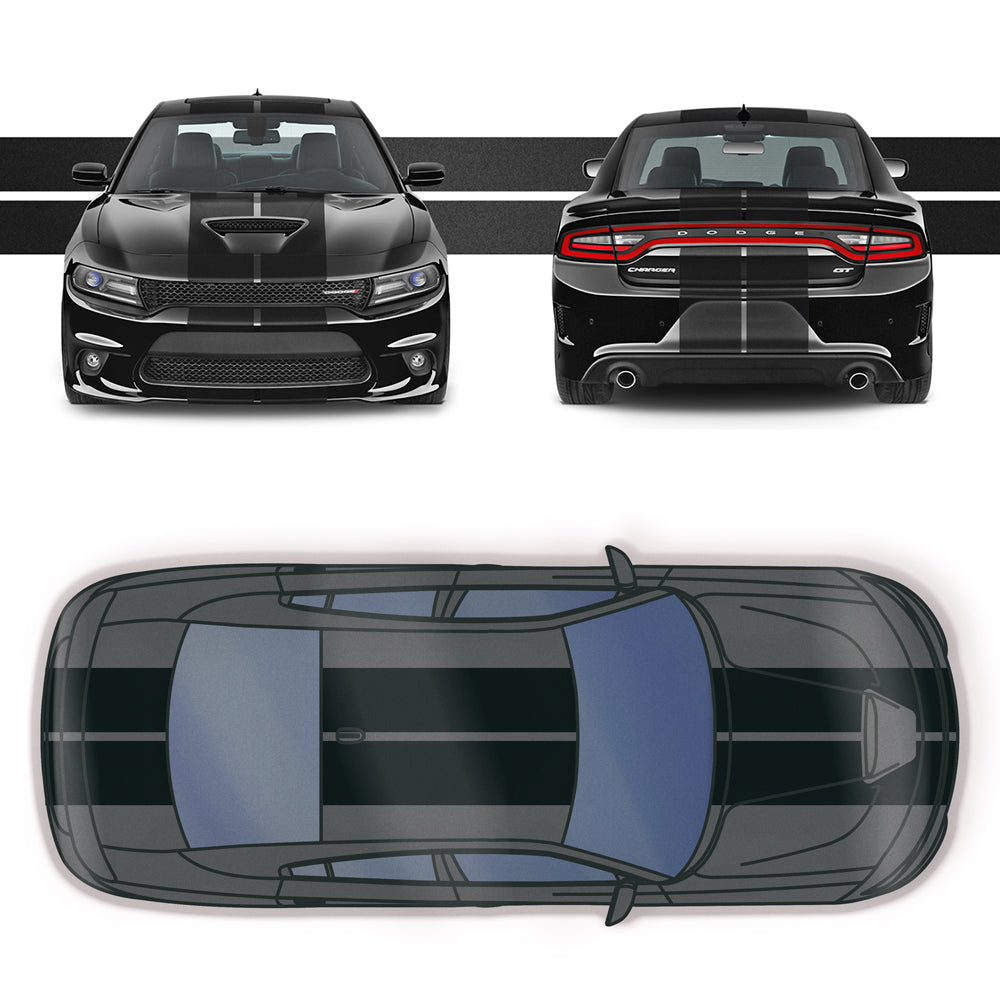 Dual 12" Racing Stripes Self Healing Vinyl fits Dodge Charger SRT 2012 to 2023
