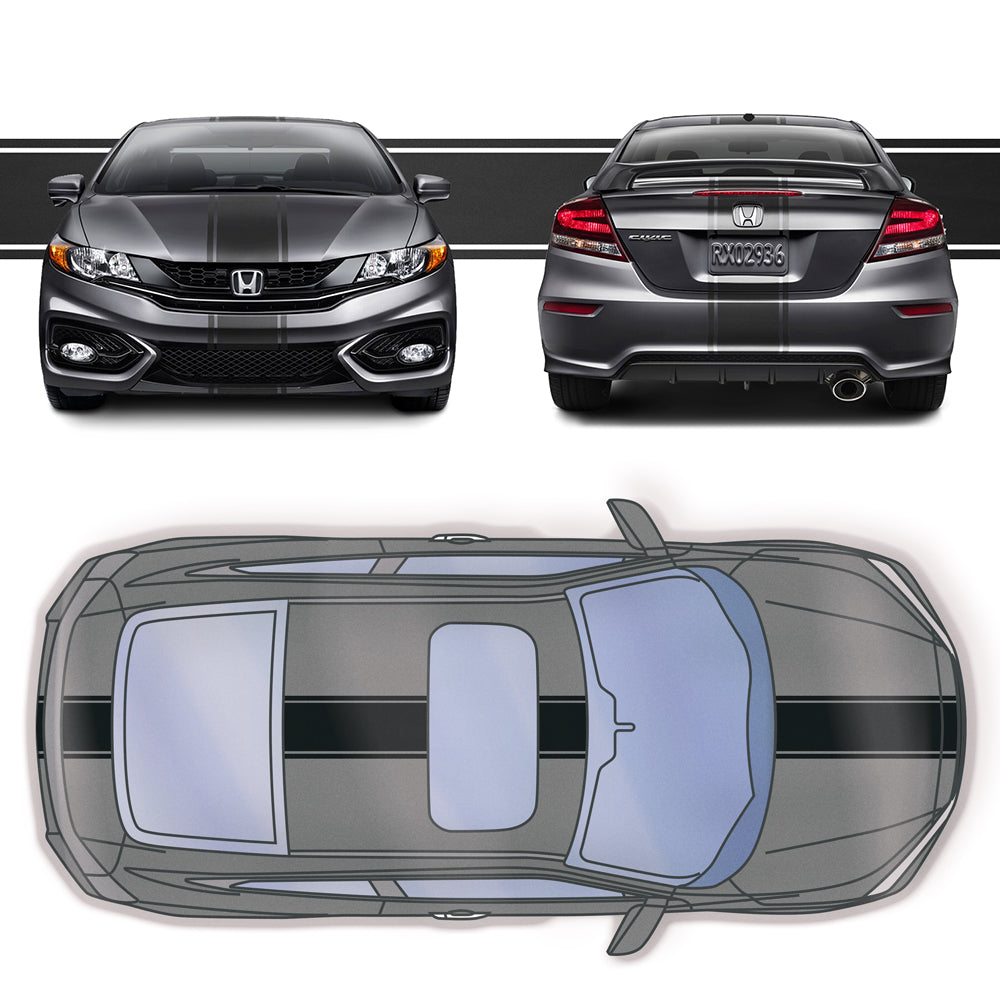 10" Racing Stripe w/pins Self Healing Vinyl fits Honda Civic Coup 2012 to 2015