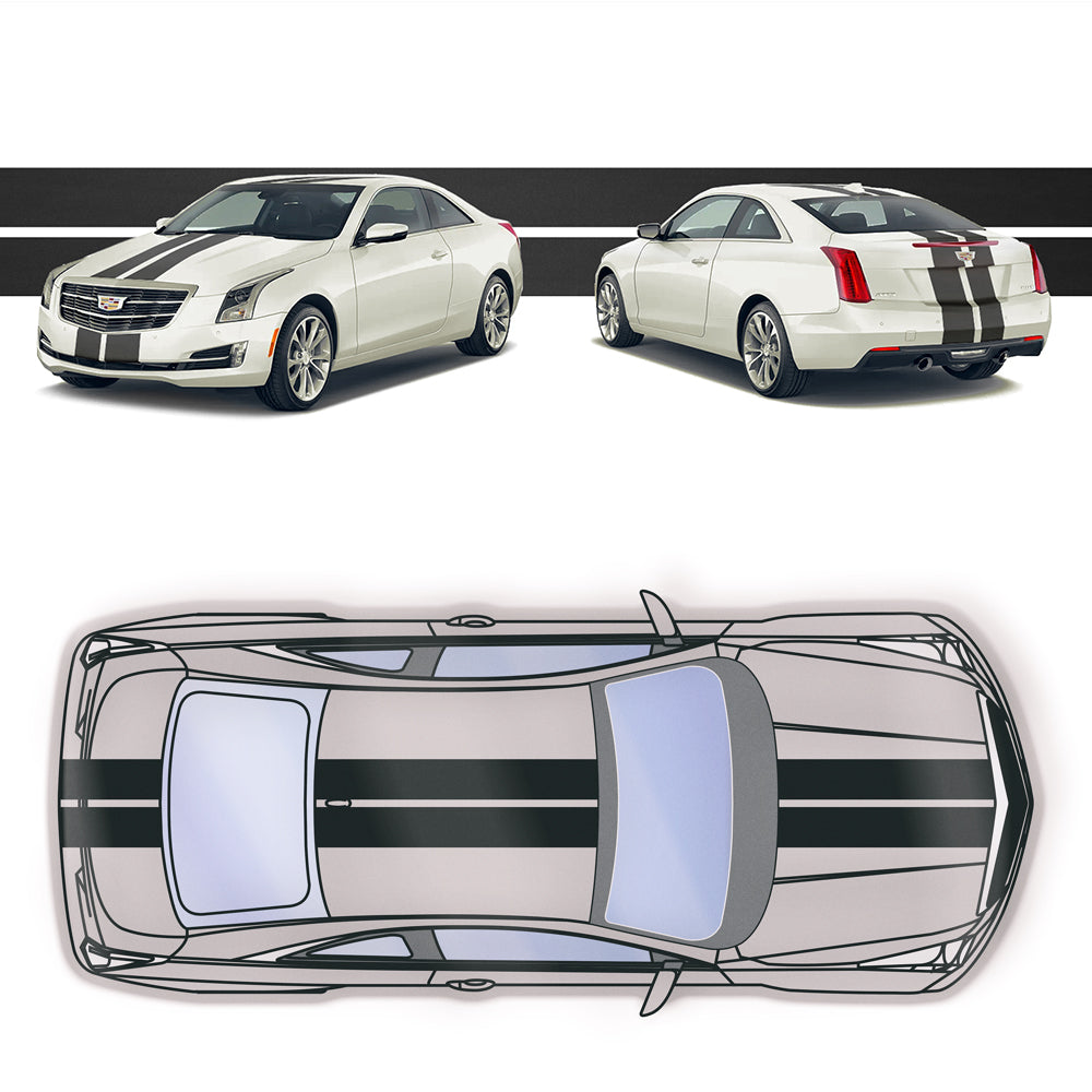 Dual 8" Racing Stripes Self Healing Vinyl fits Cadillac ATS-V Coup 2013 2019