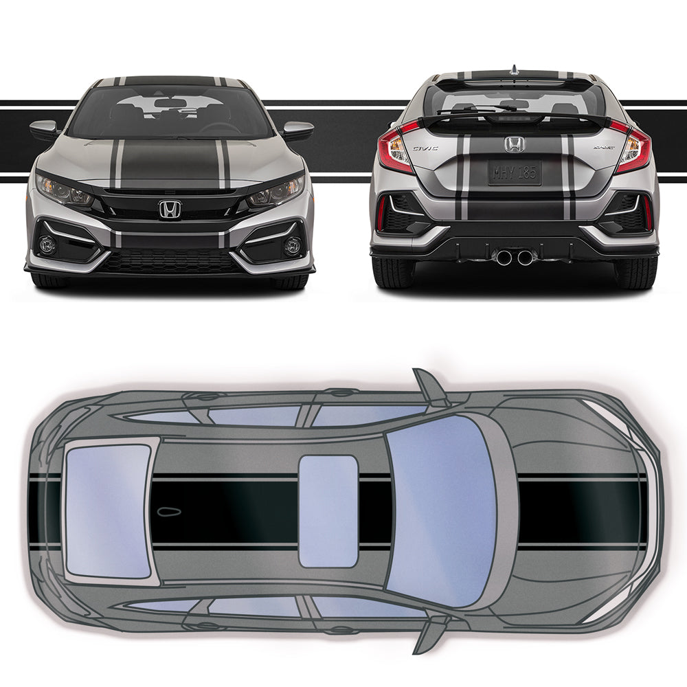 20" Racing Stripes w/pins Self Healing Vinyl fits Honda Civic Hatchback 2021 +