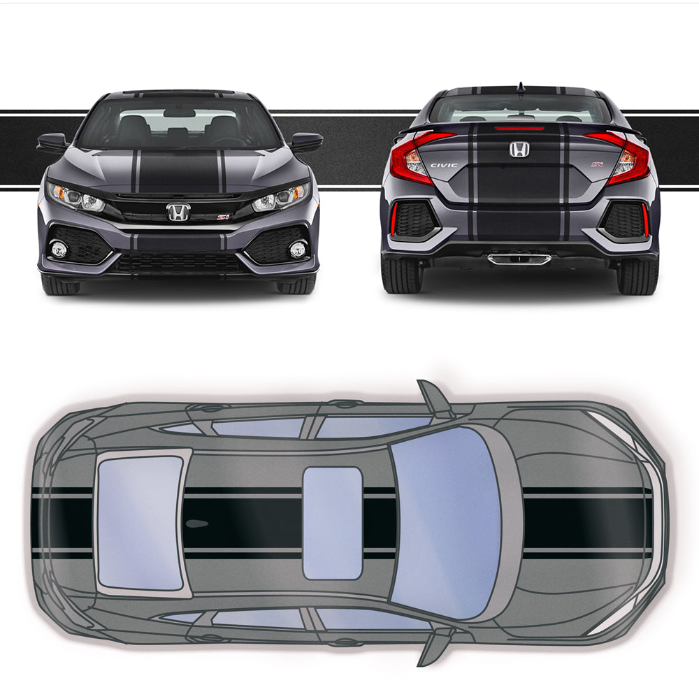 16" Racing Stripes w/pins Self Healing  fits Honda Civic Si Sedan 2017 - 2020
