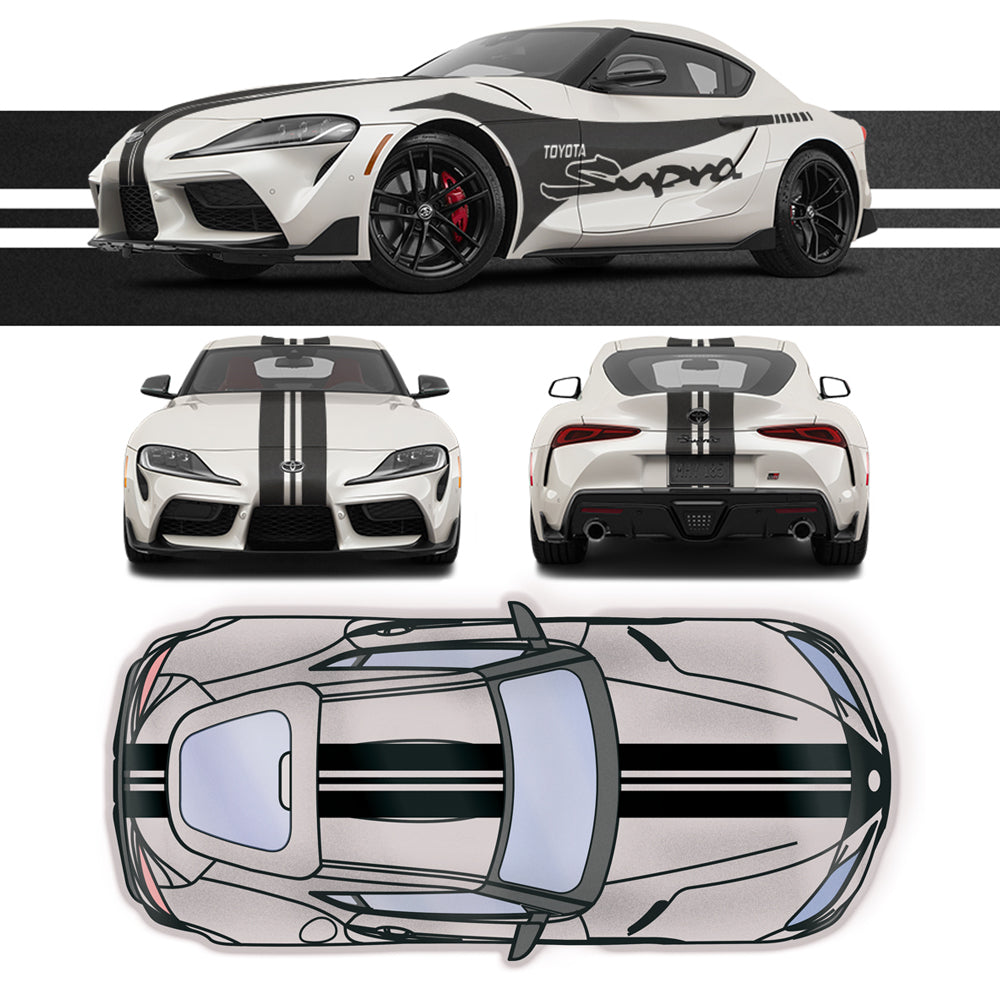 Triple Racing Stripes with Graphics Self Healing Vinyl fits Toyota Supra 2019+