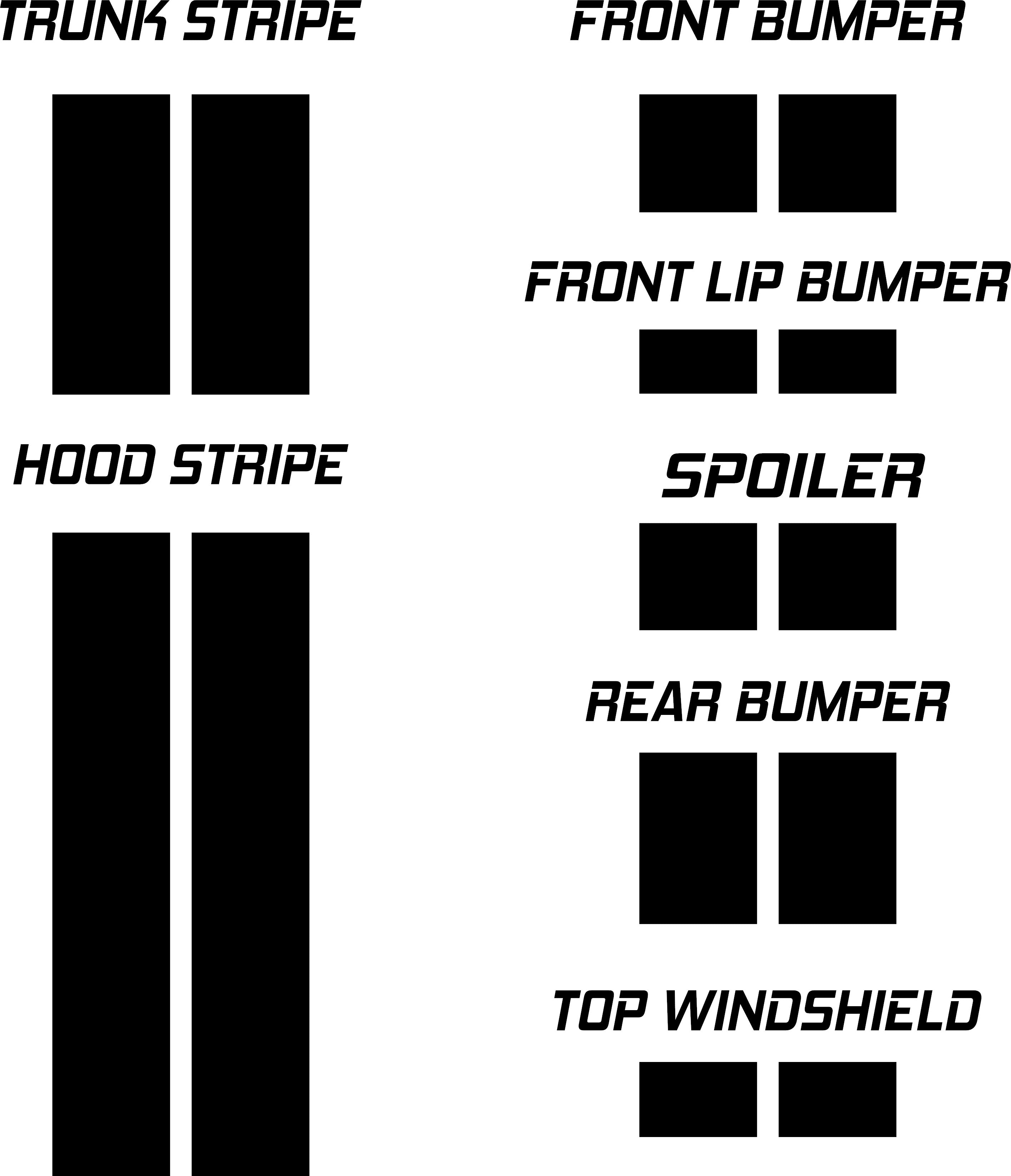 Dual 11" Racing Stripes Self Healing fits Ford Mustang Convertible 2016 to 2022