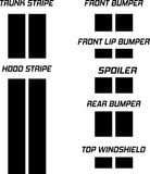 Dual 11" Racing Stripes Self Healing fits Ford Mustang Convertible 2016 to 2022