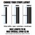 Single, dual and triple layout examples. Length up to 70 inches and overall span including gaps and pins up to 53 inches.