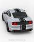 Illustrative unequal triple black stripes across roof, trunk and rear bumper. Multiple trimmed sections shown; vehicle not included.