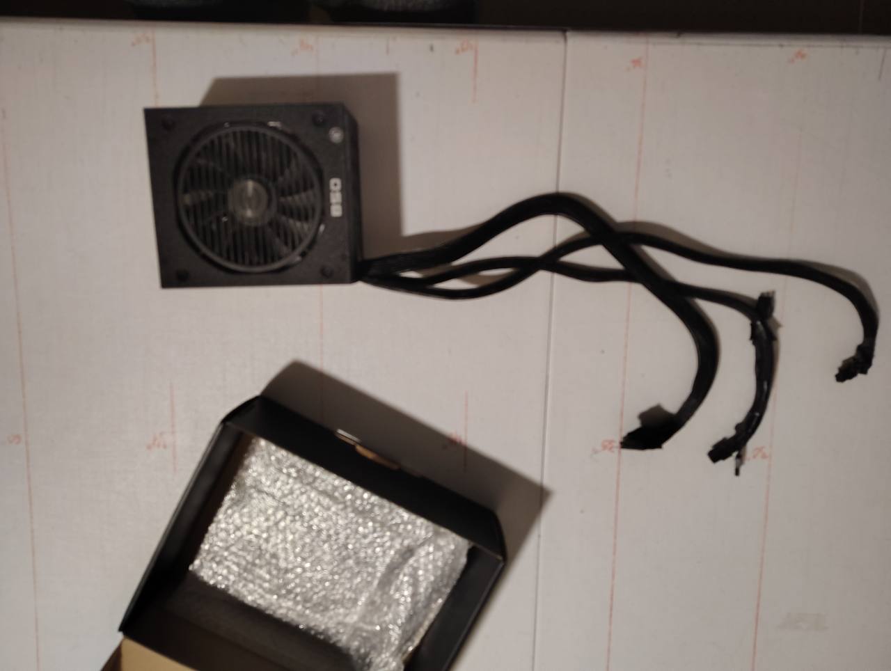 Actual EVGA desktop power supply and permanently attached leads