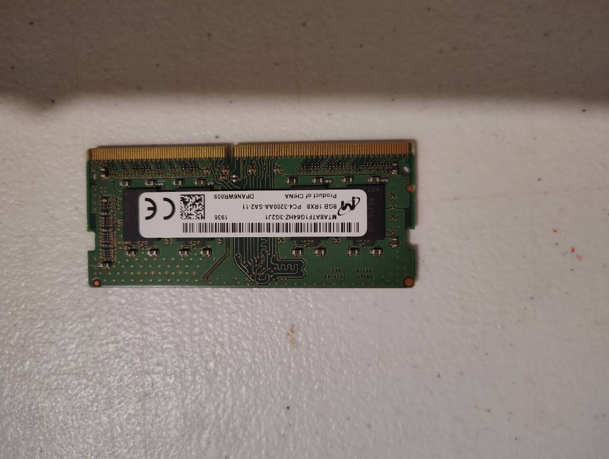 Actual Micron 8GB DDR4-3200 laptop RAM module MTA8ATF1G64HZ-3G2J1 label