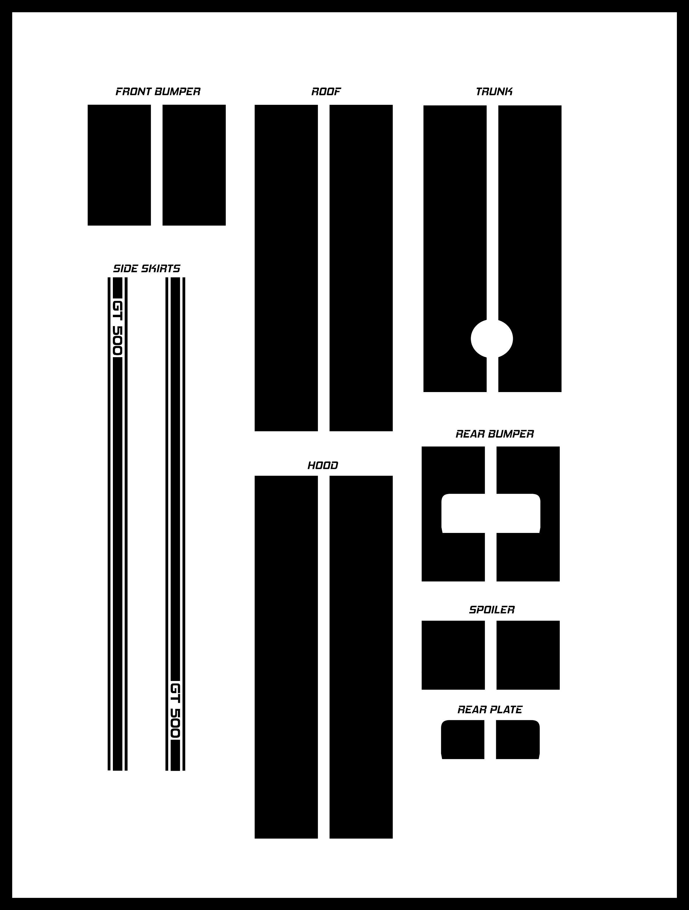 GT 500 Dual 11" Racing Stripes Self Healing Vinyl fits Ford Mustang 2010 to 2014