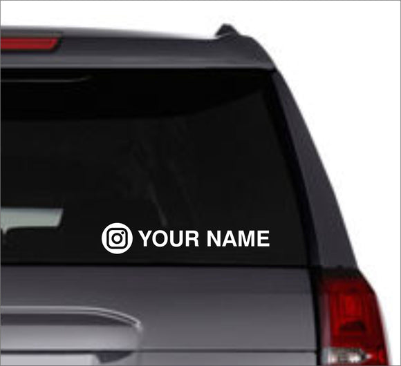 Custom Instagram Name Vinyl Decal - Choose Size & Color & Font - Free Squeegee Included