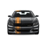 Dual Racing Stripes [3x] 6", 2", 6" x 74" - Vinyl Decals - Fits All Vehicles Fusion Decals