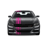 Dual Racing Stripes [3x] 6", 2", 6" x 74" - Vinyl Decals - Fits All Vehicles Fusion Decals