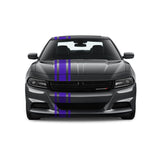 Dual Racing Stripes [3x] 6", 2", 6" x 74" - Vinyl Decals - Fits All Vehicles Fusion Decals