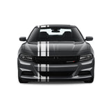 Dual Racing Stripes [3x] 6", 2", 6" x 74" - Vinyl Decals - Fits All Vehicles Fusion Decals