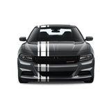 Dual Racing Stripes [3x] 6", 2", 6" x 74" - Vinyl Decals - Fits All Vehicles Fusion Decals