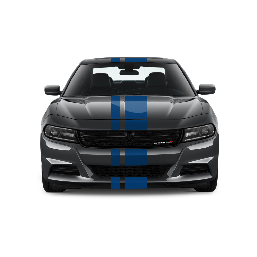 Dual Racing Stripes [3x] 3", 2", 8" x 74" - Vinyl Decals - Fits All Vehicles Fusion Decals