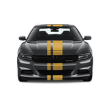 Dual Racing Stripes [3x] 3", 2", 8" x 74" - Vinyl Decals - Fits All Vehicles Fusion Decals