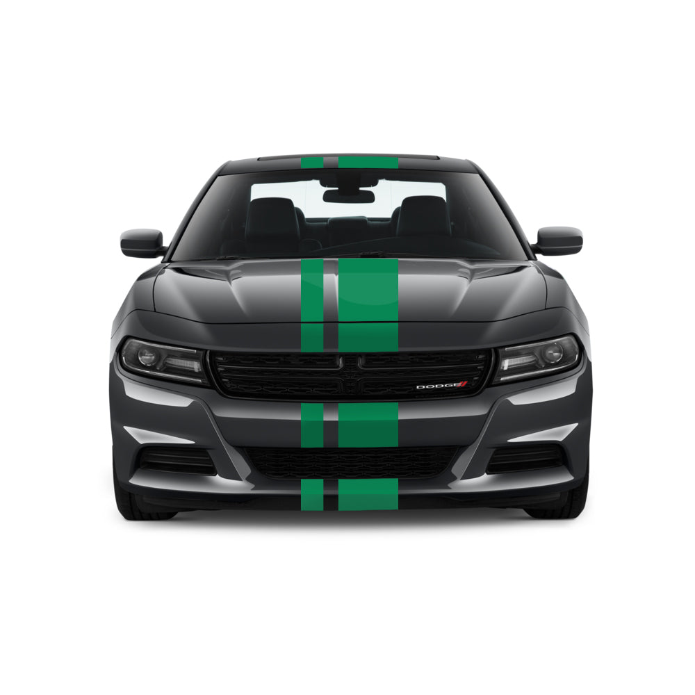 Dual Racing Stripes [3x] 3", 2", 8" x 74" - Vinyl Decals - Fits All Vehicles Fusion Decals
