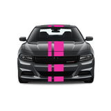 Dual Racing Stripes [3x] 3", 2", 8" x 74" - Vinyl Decals - Fits All Vehicles Fusion Decals
