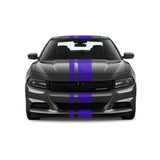 Dual Racing Stripes [3x] 3", 2", 8" x 74" - Vinyl Decals - Fits All Vehicles Fusion Decals