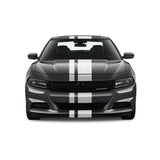 Dual Racing Stripes [3x] 3", 2", 8" x 74" - Vinyl Decals - Fits All Vehicles Fusion Decals