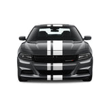 Dual Racing Stripes [3x] 3", 2", 8" x 74" - Vinyl Decals - Fits All Vehicles Fusion Decals
