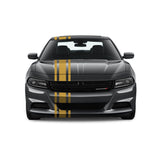 Dual Racing Stripes [3x] 6", 2", 6" x 74" - Vinyl Decals - Fits All Vehicles Fusion Decals