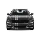 Dual Racing Stripes [3x] 6", 2", 6" x 74" - Vinyl Decals - Fits All Vehicles Fusion Decals