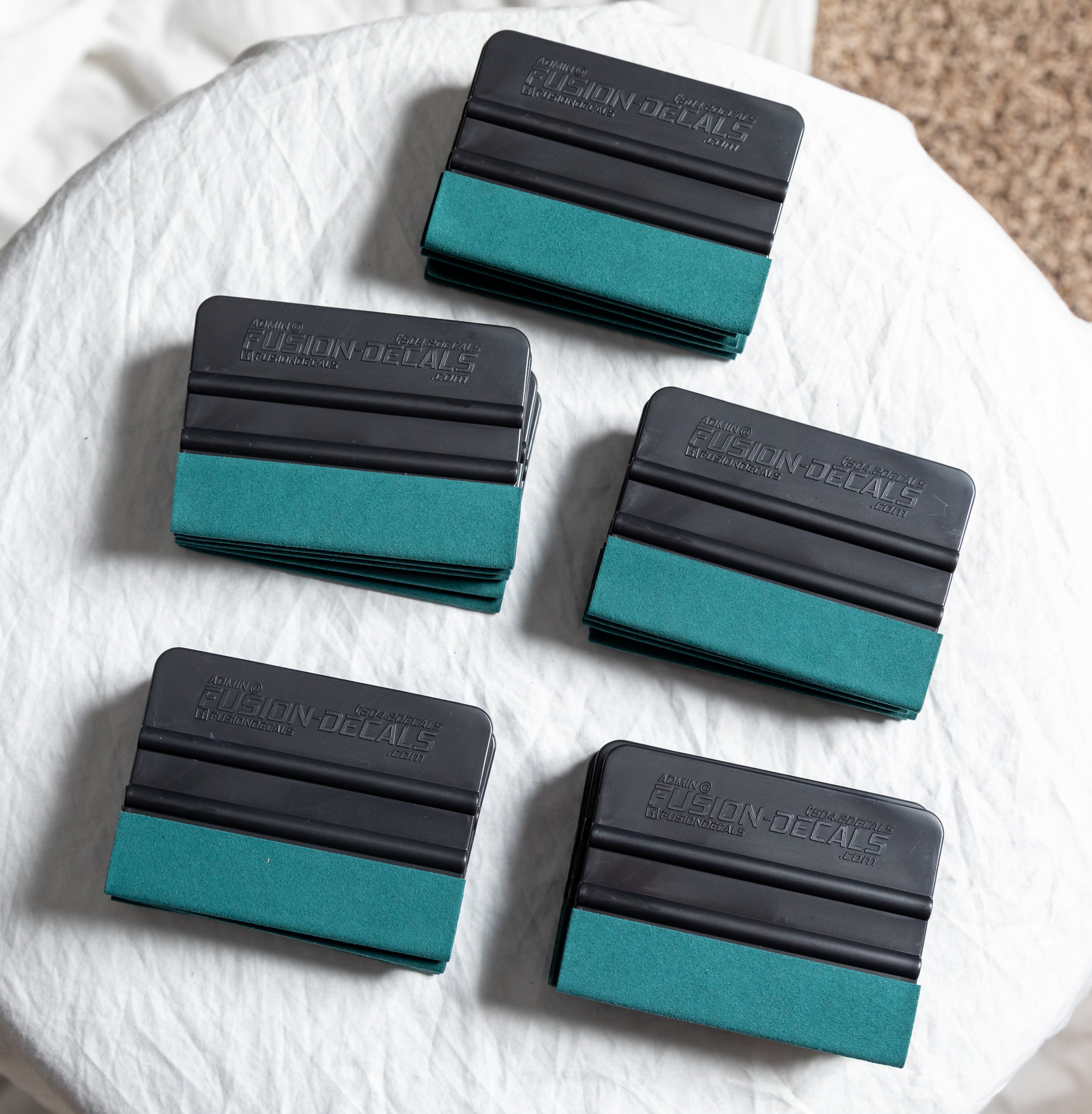 Fusion Decals Branded - Black 4" [10CM] Automotive Vinyl Squeegee w\Suede Decals Wrap Tint Application Tool Scraper Fusion Decals