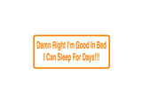 Damn Right I'M Good In Bed Outdoor Vinyl Wall Decal - Permanent