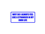 Why do I always feel like a stranger in my own life Outdoor Vinyl Wall Decal - Permanent