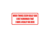 When things seem really bad I just remember that I have a really big dick Outdoor Vinyl Wall Decal - Permanent