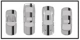 Dual Racing Stripes [3x] 4" , 2", 6" x 74" - Vinyl Decals - Fits All Vehicles Fusion Decals