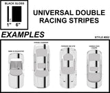 Dual Racing Stripes [3x] 1", 2", 6" x 74" - Vinyl Decals - Fits All Vehicles Fusion Decals