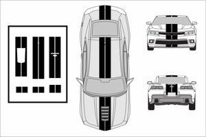Dual 8" Vinyl Racing Stripe w/Pins [18"] - "fits" - Chevy Camaro 2010 to 2015 Fusion Decals