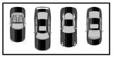 Dual Racing Stripes [3x] 5" , 2", 24" x 74" - Vinyl Decals - Fits All Vehicles Fusion Decals