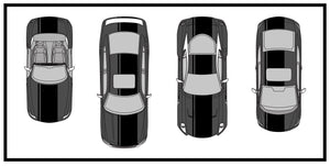 Dual Racing Stripes [3x] 2" , 2", 24" x 74" - Vinyl Decals - Fits All Vehicles Fusion Decals